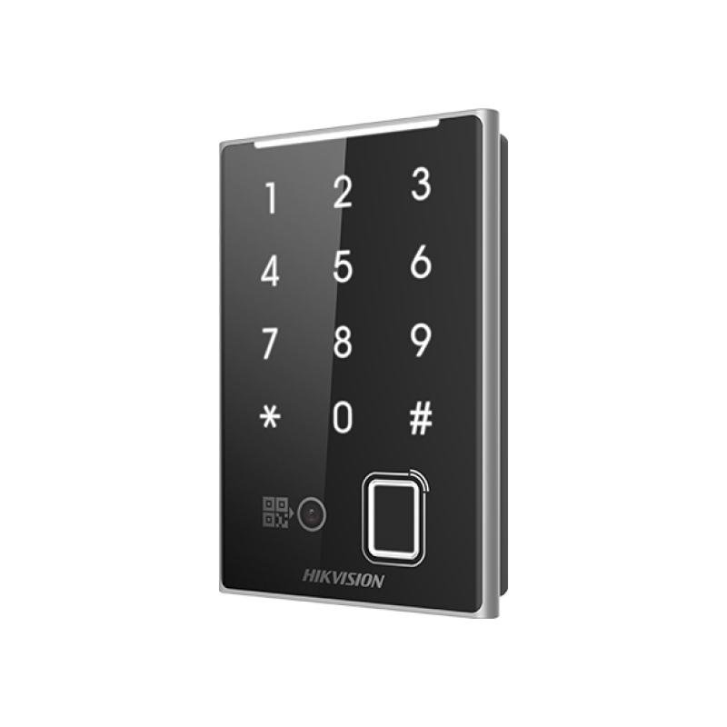 Hikvision DS-K1109EKFB-QR Lecteur de Contrôle d'Accès RFID EM avec Empreinte Digitale, Clavier et Code QR | Lecteur Biométrique Multifonction, RS-485, Wiegand, Bluetooth, IP65, Authentification Carte, Mot de Passe, QR Code et Fingerprint
