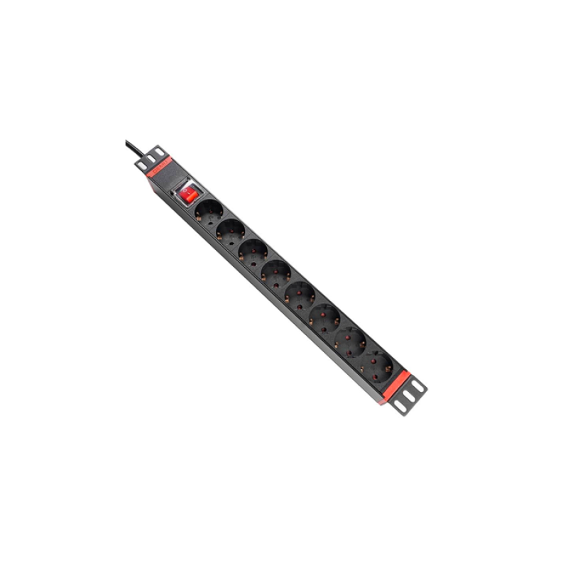 BOFFAC - PDU - Bandeau électrique - Multi-prise Rackable 8 trous avec interrupteur EU 19" pour boite (baie) informatique - Norme internationale