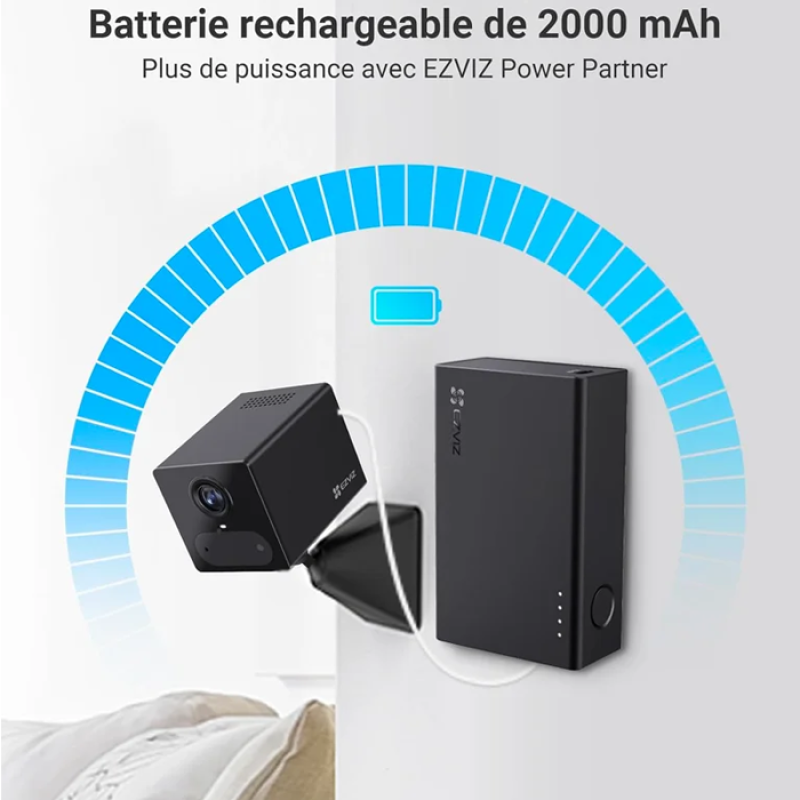 EZVIZ 2K 4G Caméra intérieure sans Fil +Batterie Externe, Mode AOV, Détection de Personne, Carte SD jusqu'à 512 Go (Non Incluse), Vidéo Time-Lapse, Audio Bidirectionnel, Design compacte, CB2 Kit Noir