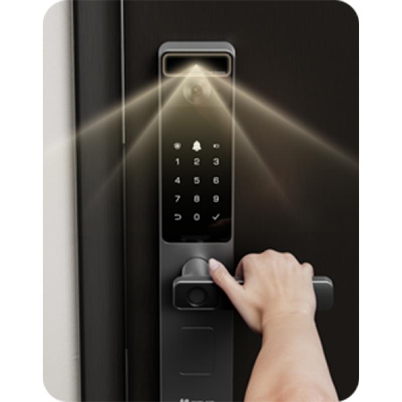 EZVIZ DL20 FVS Serrure connectée - Reconnaissance faciale 3D- Vidéophone et caméra avec vision nocturne -Déverrouillage par visage, empreinte, code, carte ou application - Alertes anti-effraction en temps réel - Contrôle à distance via l'application