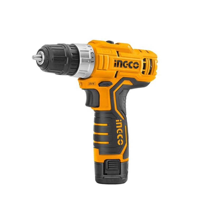 INGCO CDLI12206 - Perceuse Visseuse Sans Fil 12V - Couple 20Nm - Mandrin Auto 10mm - Pack 2 Batteries 1.5Ah + Chargeur - Lumière LED - Vissage & Perçage Compact Pro