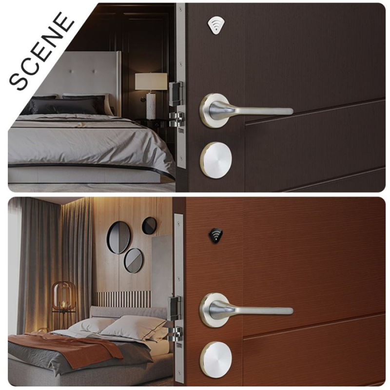 YGS-9909 - Serrure HOTEL - Serrure connectée - moderne Simple Design en acier inoxydable moulé levier carré poignée de porte porte intérieure hôtel poignée serrure ensemble pour porte en bois