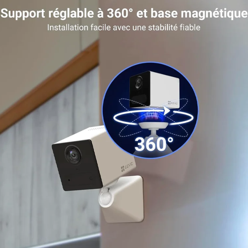 EZVIZ 2K 4G Caméra intérieure sans Fil +Batterie Externe, Mode AOV, Détection de Personne, Carte SD jusqu'à 512 Go (non incluse), Vidéo Time-lapse, Audio Bidirectionnel, design compacte, CB2 Kit Blanc