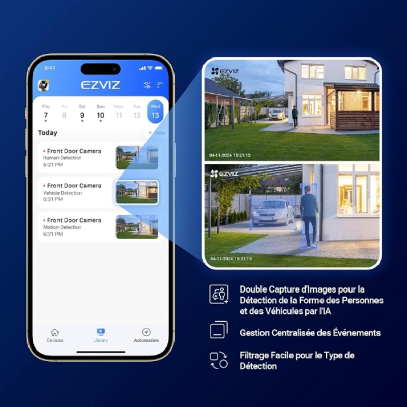 EZVIZ H80f Caméra Surveillance WiFi Extérieure 4K à Double Objectif, Colorfull Vision Nocture, Détection de Personnes/Véhicules, Zoom et Suivi automatiques, Défense Active, Audio Bidirectionnel