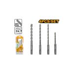 INGCO AKDB2055 - Jeu de 4 Forets à Percussion SDS-Plus (6, 8, 10, 12mm x 160mm) - Tête Carbure pour Béton, Brique & Maçonnerie
