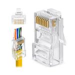 Connecteur RJ45 Cat6 Passe-Trou ( Pass-Through ) - Fiche Réseau Plaquée Or, Facile à Sertir, Lot de 50 pcs