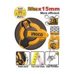 INGCO HSMT0820 - Décamètre Professionnel 20m x 12.5mm - Ruban en Acier Gradué - Manivelle de Rembobinage Rapide & Boîtier Antichoc