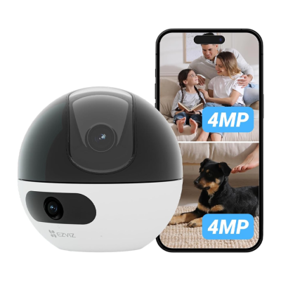 EZVIZ C7 Caméra de Surveillance WiFi Intérieure 4MP à Double Objectif, Caméra de Sécurité 360°, Détection de Personne/Animal, Audio Bidirectionnel, Vision Nocturne, Mode Patrouille/Confidentialité