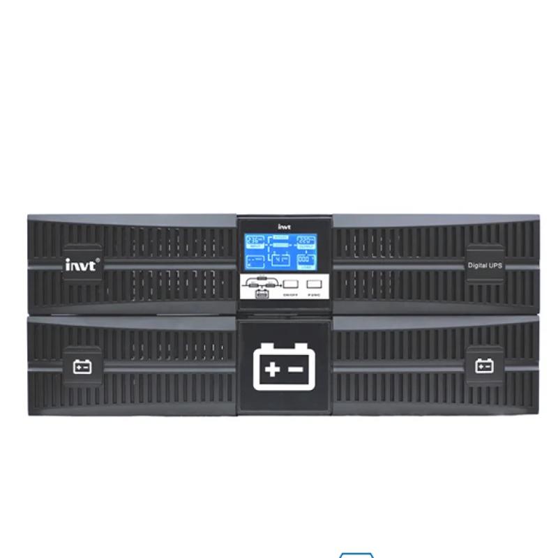 Onduleur On-line Double Conversion INVT HR1110XS 6kVA / 6kW - Format Rack - Monophasé - Facteur de Puissance PF=1.0 - Batteries Incluses (16x 12V/9Ah) - Protection Serveurs & Data Center - Écran LCD - Autonomie Optimisée