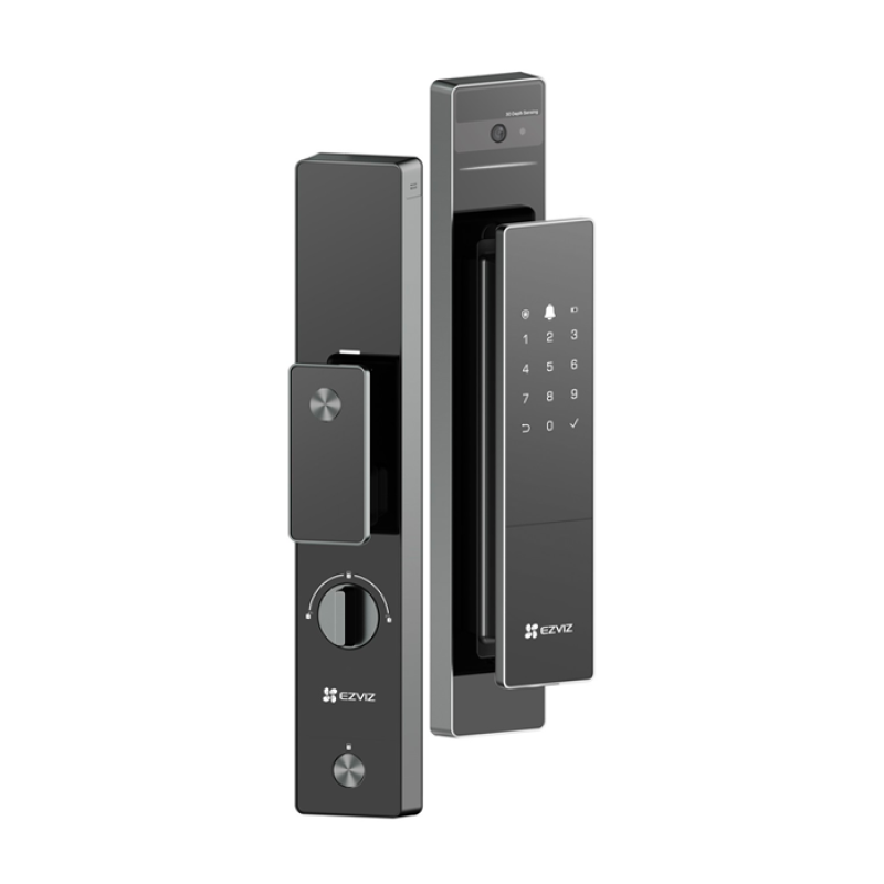 Serrure intelligente EZVIZ DL50FVS, serrure de porte d'entrée sans clé 8 en 1, serrure de porte à reconnaissance faciale 3D, stockage intégré de 8 Go, vision nocturne de 2 mètres, interphone actif, télécommande par application