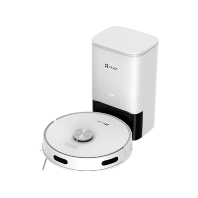 Aspirateur robot EZVIZ RE4 Plus à vidage automatique, 4 000 Pa, station de vidage automatique de 4 L, navigation LiDAR, rehausseur de tapis, auto-chargeant, nettoie 300 ㎡, contrôle par application Wi-Fi, compatible Alexa/Google, adapté aux animaux