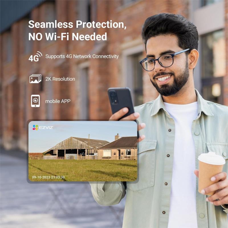 EZVIZ H8c 3MP - 4G [puce] - (Pas Wi-Fi - Caméra Filaire, pas de batterie - Caméra de Surveillance Extérieure, jusqu'a 30 m - Défense active avec Siren et Strobe Light 2 - Détection humaine / de la forme du véhicule alimenté par l'IA