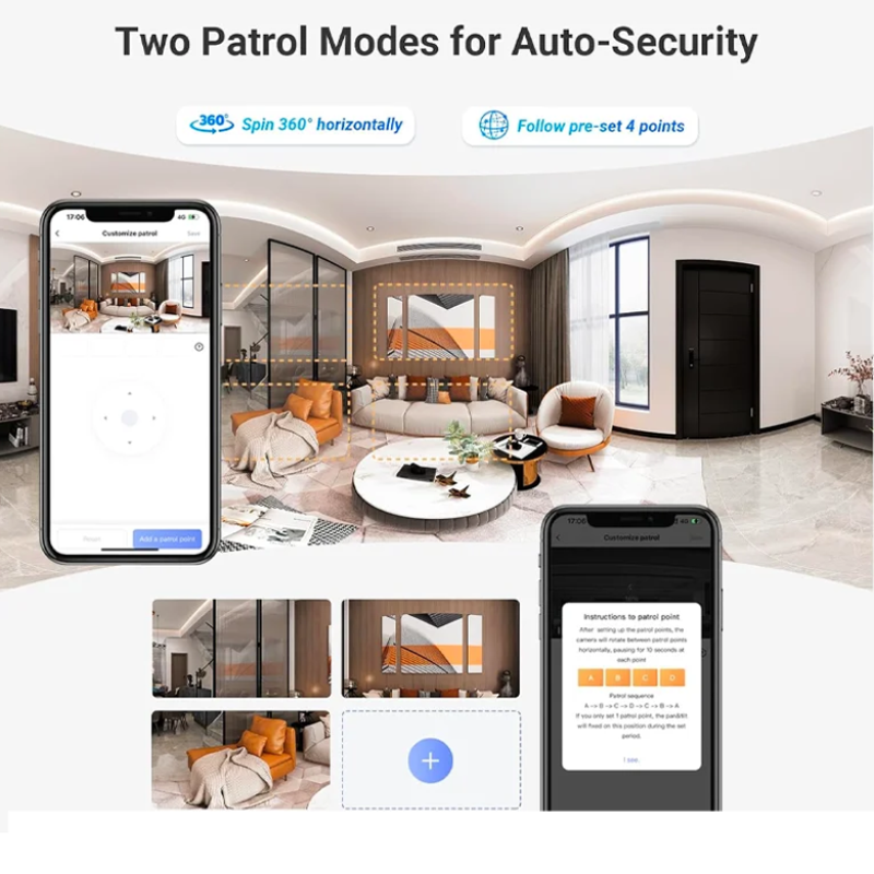EZVIZ H7C - Caméra Wi-Fi panoramique et inclinable à double objectif Résolution d'objectif double 2K | Bouton d'appel de panique bidirectionnel | Détection humaine IA | Vue panoramique | Vision nocturne couleur