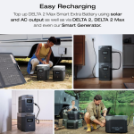 Station électrique portable EcoFlow DELTA 2 Max, capacité 2048Wh, batterie LFP 3 000 cycles, recharge rapide, puissance de sortie 3100 W, générateur solaire silencieux, pour la maison/camping/voyages