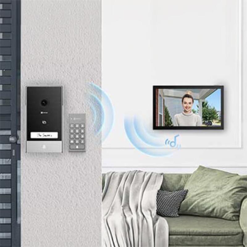 EZVIZ TP7- Visiophone Connecté- Badge RFID (5 inclus)- Code via clavier Bluetooth- Application mobile (à distance)- QR code temporaire pour visiteurs- Écran intérieur