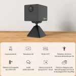 EZVIZ 2K 4G Caméra intérieure sans Fil +Batterie Externe, Mode AOV, Détection de Personne, Carte SD jusqu'à 512 Go (Non Incluse), Vidéo Time-Lapse, Audio Bidirectionnel, Design compacte, CB2 Kit Noir