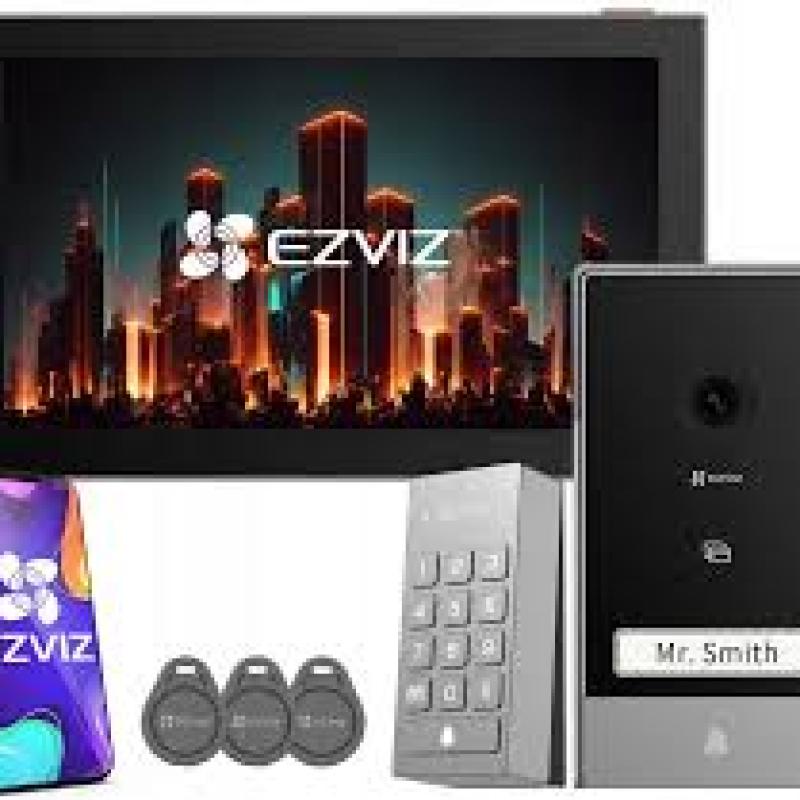 EZVIZ TP7- Visiophone Connecté- Badge RFID (5 inclus)- Code via clavier Bluetooth- Application mobile (à distance)- QR code temporaire pour visiteurs- Écran intérieur