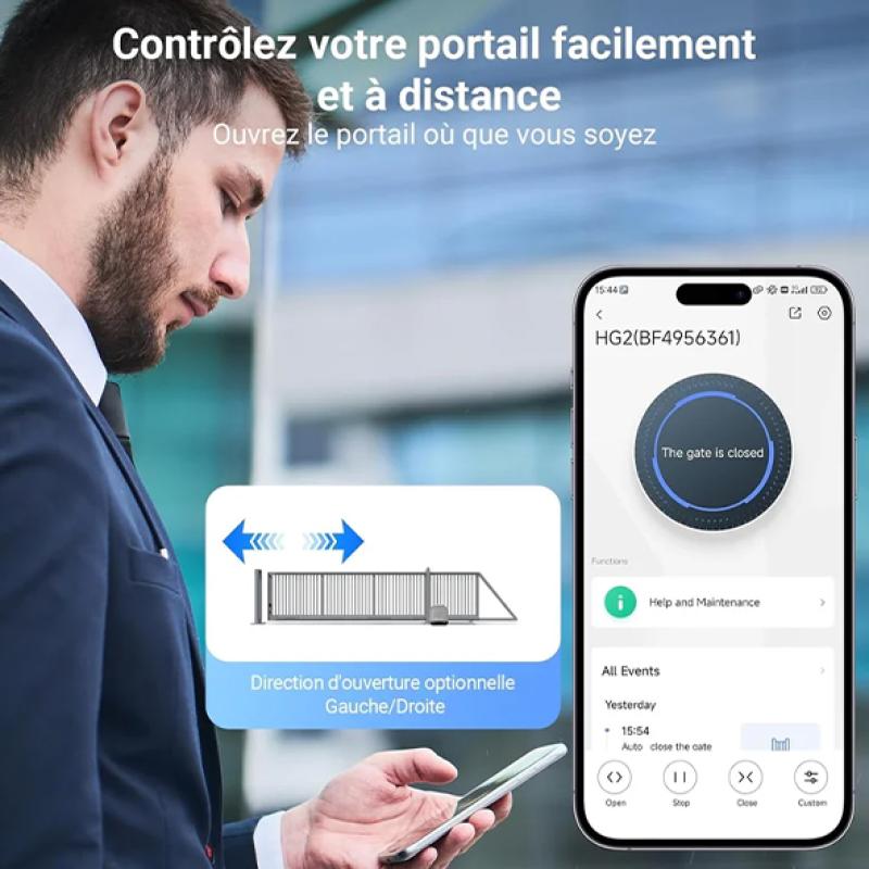 Motorisation de Portail Coulissant Connectée EZVIZ HG2 400 - Jusqu'à 400kg - Contrôle via App EZVIZ - Ouverture/Fermeture à Distance - Détection d'Obstacles - Silencieux & Robuste - Installation Facile - Compatible Maison Connectée