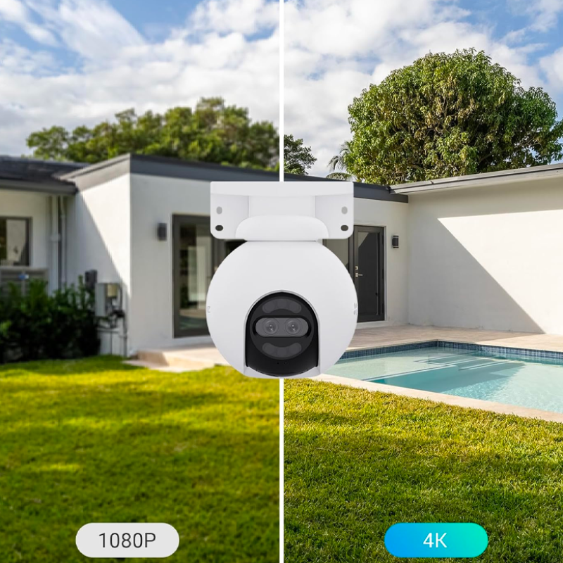 EZVIZ H80x Caméra Surveillance WiFi Extérieure 4K à Double Objectif, Colorfull Vision Nocture, Détection de Personnes/Véhicules, Zoom et Suivi automatiques, Défense Active, Audio Bidirectionnel