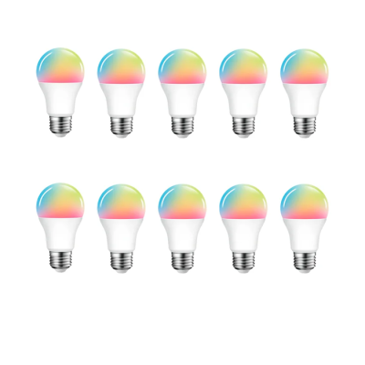 Lot de 10 Ampoules LED E27 économique (8W) durable et Smart (Wi-Fi) à intensité variable - 16 Millions de couleurs - Compatible Avec Alexa, Google Home - EZVIZ LB1 Color