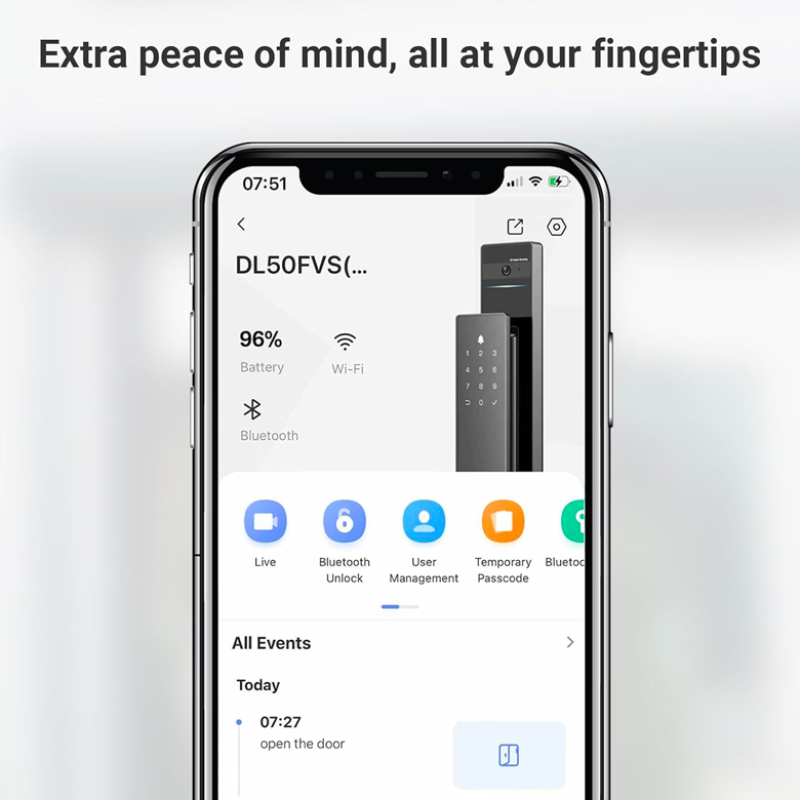 Serrure intelligente EZVIZ DL50FVS, serrure de porte d'entrée sans clé 8 en 1, serrure de porte à reconnaissance faciale 3D, stockage intégré de 8 Go, vision nocturne de 2 mètres, interphone actif, télécommande par application