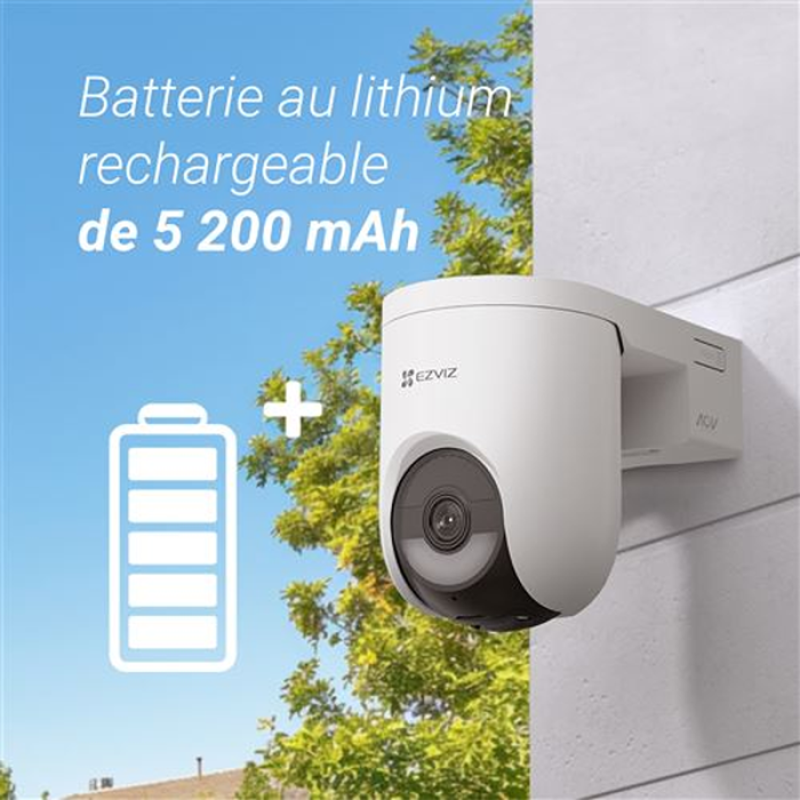 EZVIZ HB8c - 4MP - HB8 Lite Wi-FI - 4MP 2K+ Caméra de surveillance connectée, Caméra de sécurité d'extérieur sans fil, vision nocturne en couleur, détection humaine, détection de véhicule, audio bidirectionnel