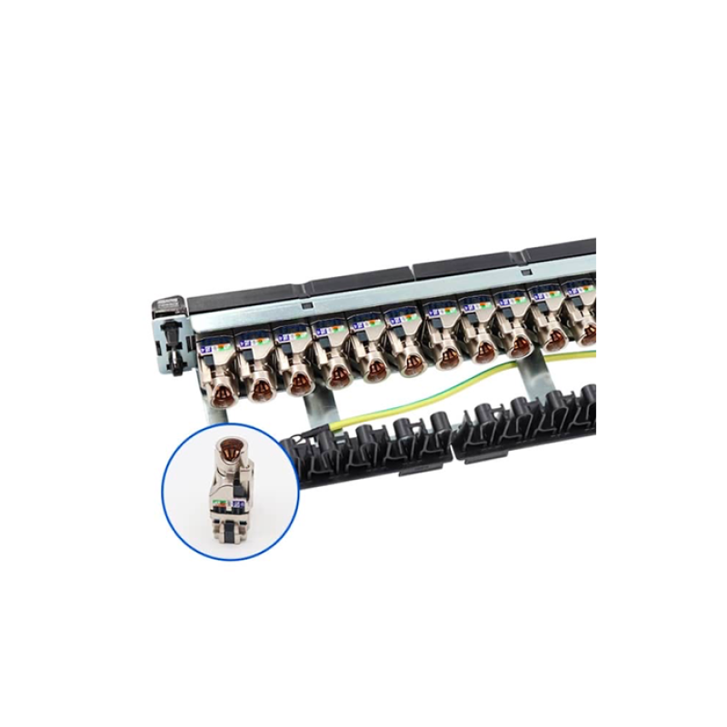 PANNEAU DE BRASSAGE 24 PORTS RJ45 blindé CAT6A FTP - 19"