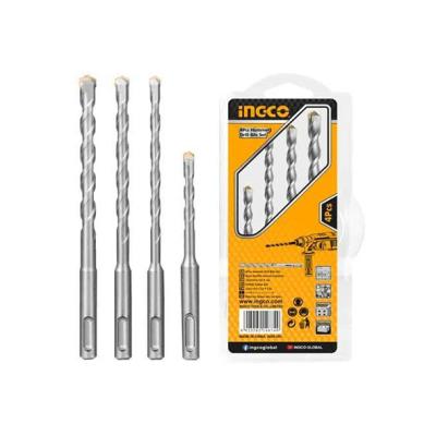 INGCO AKDB2055 - Jeu de 4 Forets à Percussion SDS-Plus (6, 8, 10, 12mm x 160mm) - Tête Carbure pour Béton, Brique & Maçonnerie