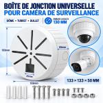 Boîte de Jonction Universelle 133 mm pour Caméra Dôme, Turret et Bullet – Blanche