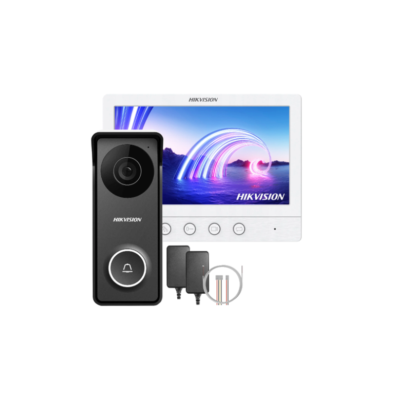 HIKVISION DS-KIS213-Interphone vidéo Qualité vidéo HD TVI Écran LCD de 7 pouces Plug & Play Résistant à l'eau et à la poussière (IP65)