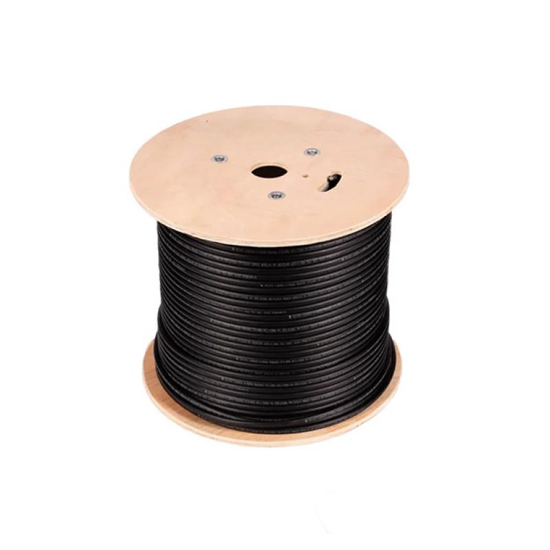 Câble Réseau CAT6 FTP Extérieur (Outdoor) Noir - Bobine de 305m - Blindé contre Interférences - Gaine PE Haute Résistance UV & Intempéries - Conducteur CCA - Idéal Vidéosurveillance IP & Réseaux Longue Distance