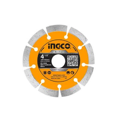 INGCO DMD011152 - Disque à Tronçonner Diamant 115 x 22.2mm - Segment 7.5mm pour Béton & Brique - Coupe à Sec et à Eau pour Meuleuse D'angle
