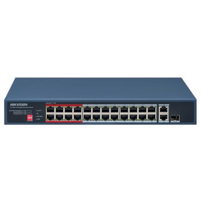 Hikvision DS-3E0326P-E/M(C) - Switch PoE 26 Ports (24 Ports PoE 230W + 1 Uplink Gigabit + 1 Combo RJ45/SFP) - Mode Longue Portée 300m - Isolation VLAN & VIP Port - Protection Surtension 6kV - Réseau Vidéosurveillance Pro