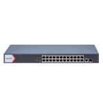 Hikvision DS-3E1526P-EI - Switch PoE Gigabit Smart Managed 26 Ports (24 Ports PoE 370W + 1 Uplink RJ45 + 1 SFP Fibre) - Admin Cloud & Watchdog PoE - Transmission Longue Portée 300m - Protection 6kV - Réseau Vidéosurveillance Pro