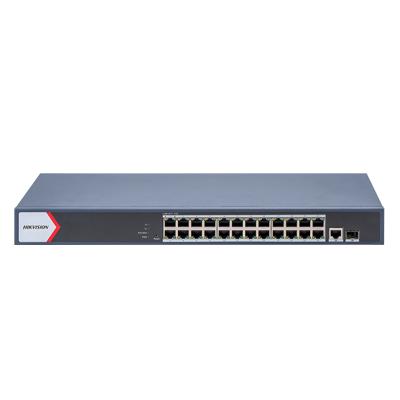 Hikvision DS-3E1526P-EI - Switch PoE Gigabit Smart Managed 26 Ports (24 Ports PoE 370W + 1 Uplink RJ45 + 1 SFP Fibre) - Admin Cloud & Watchdog PoE - Transmission Longue Portée 300m - Protection 6kV - Réseau Vidéosurveillance Pro