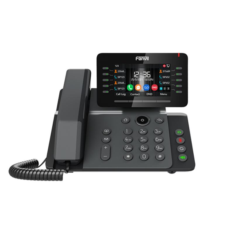 FANVIL V65 - Téléphone IP Professionnel 20 Lignes SIP - Écran Couleur 4.3" Inclinable - Wi-Fi & Bluetooth - Double Port Gigabit - Audio HD Opus & PoE - Post Entreprise Pro