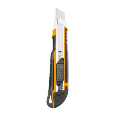 INGCO HKNS28035 - Set de 3 Cutters Professionnels à Molette 18x100mm - Lames Acier SK5 - Longueur 167mm - Verrouillage Sécurisé par Molette