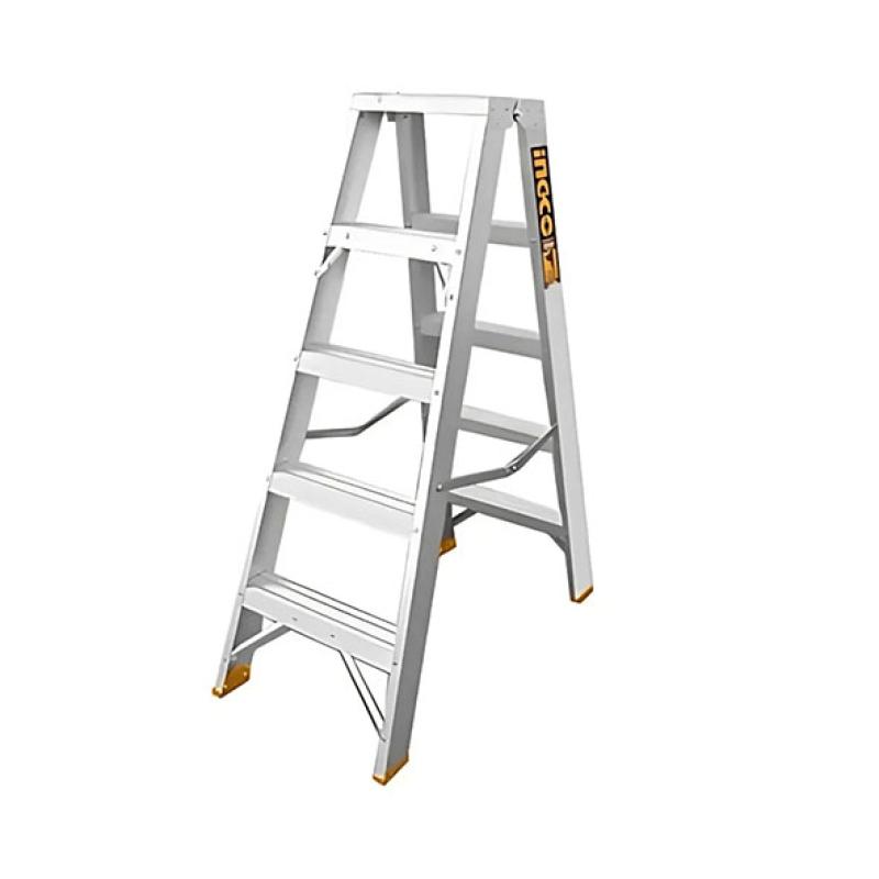 INGCO HLAD01051 - Échelle Aluminium Double Face 2x5 Marches - Charge Max 150kg - Escabeau Double Accès Pliant 1.21m - Marches Antidérapantes