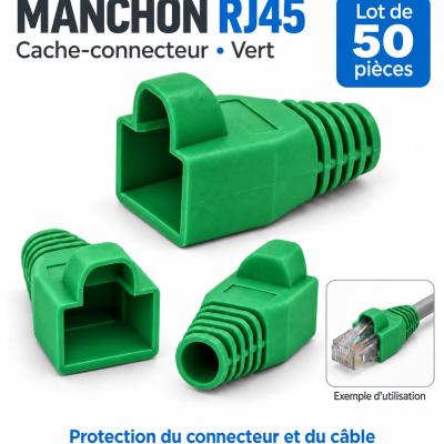 Manchon connecteur rj45 - Cache Connecteur RJ45 - VERT - 50 pièces